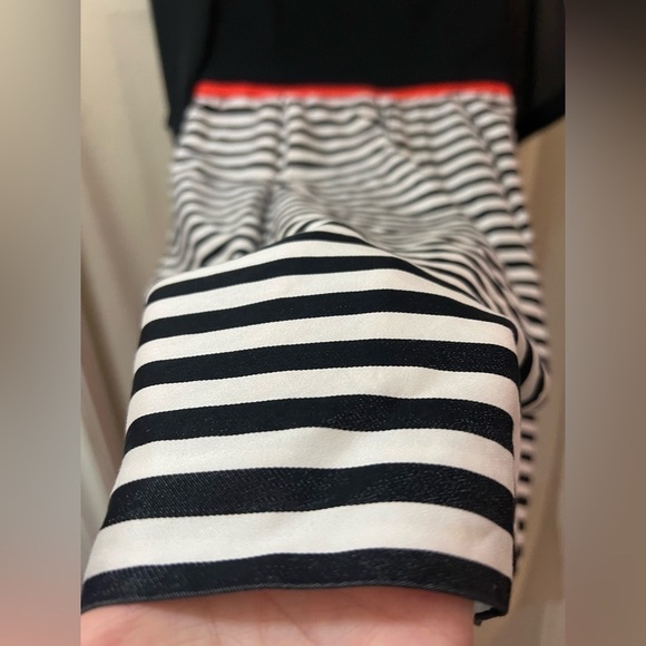 Judith and Charles beautiful black sheer arms striped skirt dress size 4 - Picture 5 of 9